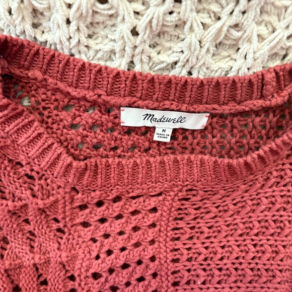 MADEWELL pink open weave sweater Medium - Picture 2 of 6